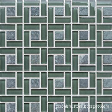 Crystal and Stone Glass Mosaic Tile, Glass Mix Natural Marble Stone, 4 Colors, 8, 6, 4mm Thickness